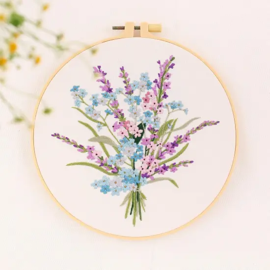 REEWISLY 4pcs of Embroidery kit with Patterns and Instructions, DIY Adult Beginner Cross Stitch Kits, Including 2 Plastic Embroidery Rings, 1 Pair of Scissors, Colored Threads and Needles {4}