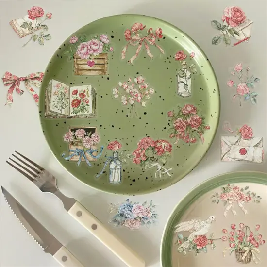 50pcs Transparent Flower Stickers for Scrapbooking (FLOWER50) {3}