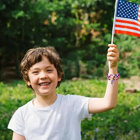 4th of July Patriotic Bracelets,Red White and Blue Beaded Stretch Bracelets {5}