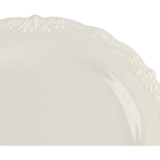 25 Pack Plastic Dinner Plates for Party, Cream with Fine Detailing (10 Inches) White {7}