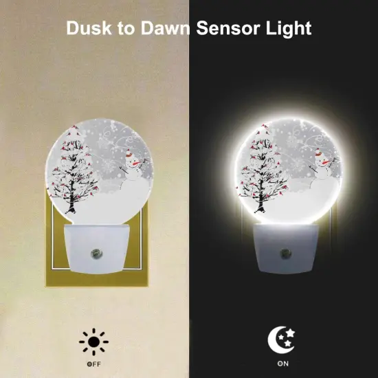 Snowman Night Light Winter Snowflakes Cardinals Birds {3}