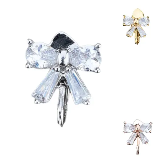 Small Stud Earrings for Women - Crystal Bow Knot Cz Pearls Earring Small Ribbon Stud Pressable Earring Cute Crystal Butterfly Tie Earrings Wedding Party Daily Jewelry for Women Gift for Her Rose {5}