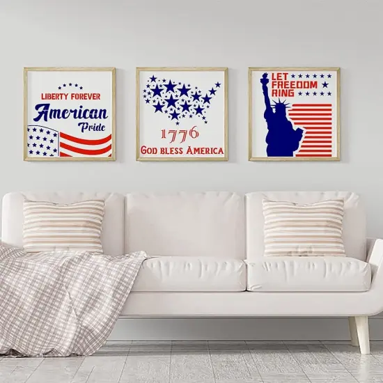 9 Piece Patriotic America Flag Stencils (10x10 Inch) {2}