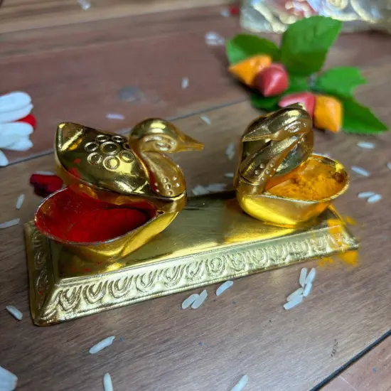 Double Duck Golden Chopra, Pooja Favor, Diwali Gift, Diwali Favor, Deewali Decor, Haldikumkum Plate, Pooja Return Gift, Pooja Item {4}