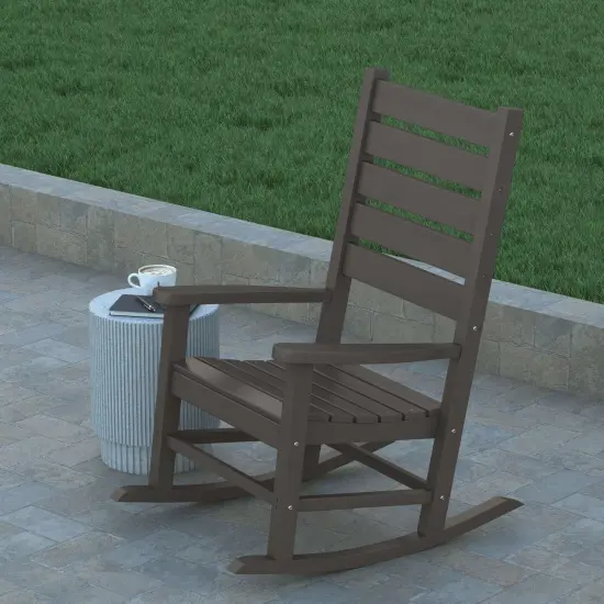 Emma and Oliver Florian Contemporary Rocking Chair, All-Weather HDPE Indoor/Outdoor Rocker Blue {9}