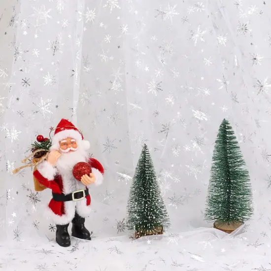 Sheer Snowflake Organza Fabric White Foil Fabric Table Cover {3}