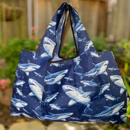 Wrapables Large Foldable Tote Nylon Reusable Grocery Bags, Great White {6}