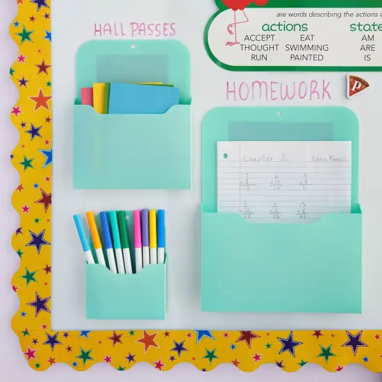 3 Piece Magnetic File Holder for Refrigerator, Organizer for Mail, Folders, Pens (Teal, 3 Sizes) {3}