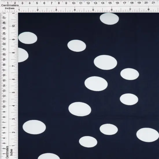 1 Yard Rayon Challis Polka Dots Print Fabric, 54&Prime; Wide BLACK/IVORY {3}