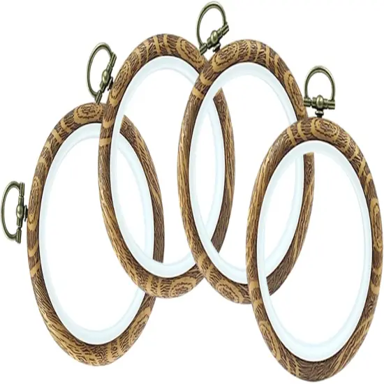 4 Pieces 3.2 Inch Embroidery Hoops, Imitated Wood Cross Stitch {5}