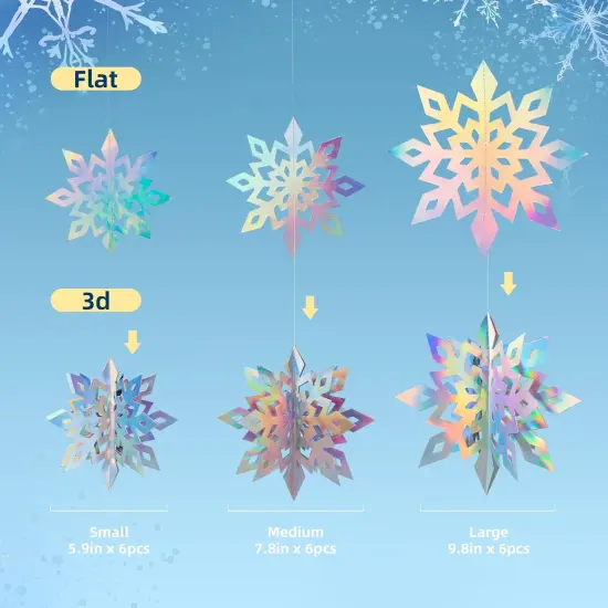 18PCS Christmas Hanging Snowflakes Ornaments Decorations - Iridescent {5}