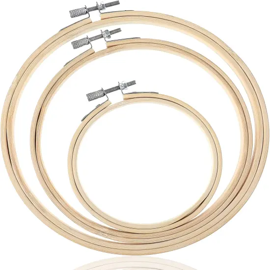 3 Pieces Embroidery Hoops, 4/6/7 inch Round Bamboo Adjustable Frame Circle {1}