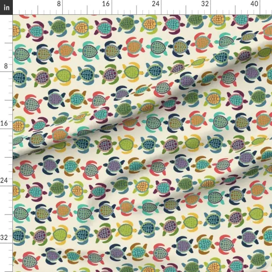 Various Fabrics by the Yard or Fat Quarter Sea Turtle Cw4 Colorful Beach Ocean Scales Nautical Swim Custom Printed Fabric by Spoonflower {1}