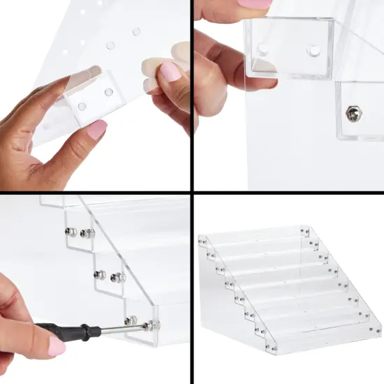 8 Tier Clear Acrylic Nail Polish Display Rack with 96 Standard Sized Bottle Capacity, Organizer for Salons (12.75 x 12.5 x 9.25 in) {7}