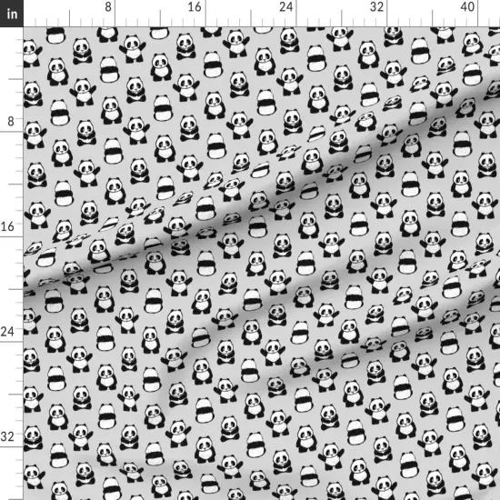 Various Fabrics by the Yard or Fat Quarter Pandas Panda Black White Monochrome Cute Trendy Custom Printed Fabric by Spoonflower {1}