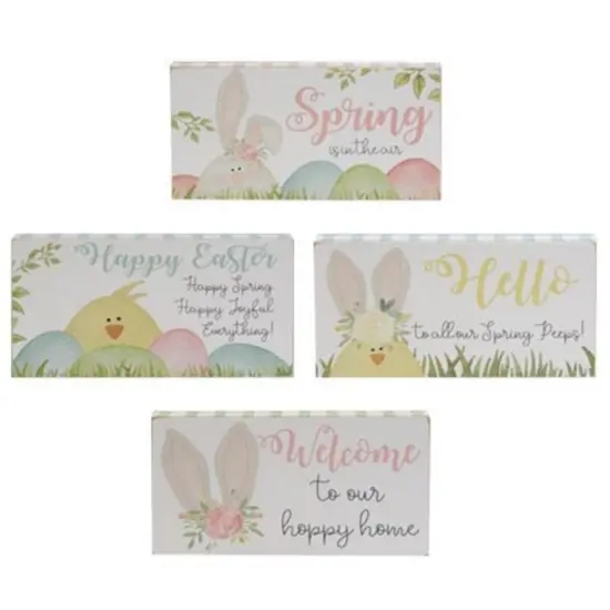 4 Asstd. Spring Seasonal Block Signs for Easter and Home Decor {1}