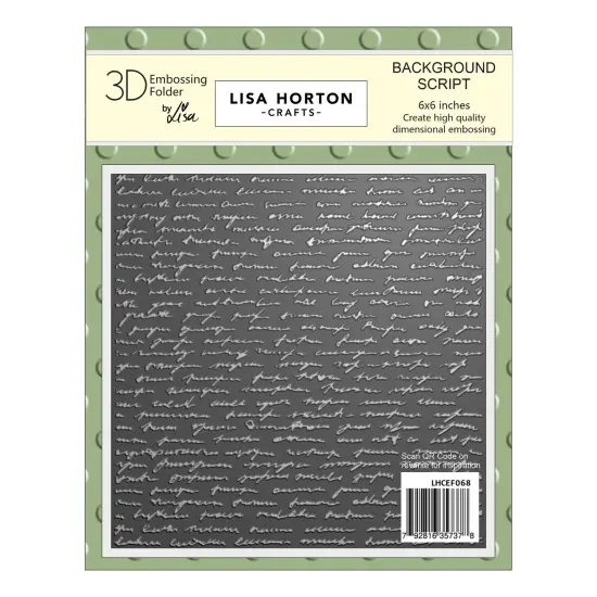 Lisa Horton Crafts Embossing Folder 6"X6"-Background Script {1}