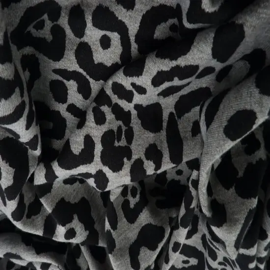 1 Yard French Terry Knit Fabric Animal Jaguar Cheetah Leopard Print 58/60" Width HGREY {1}