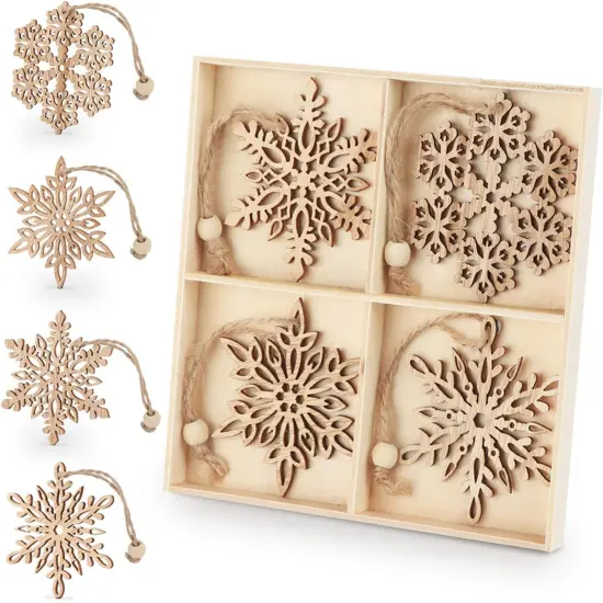 12pcs Wooden Snowflakes Decorations {1}
