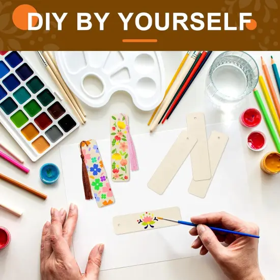 100 PCS Unfinished Wood DIY Bookmark Craft Kit {2}