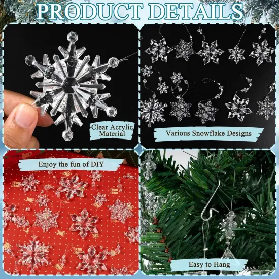 12pcs Crystal Christmas Ornaments - Transparent {4}
