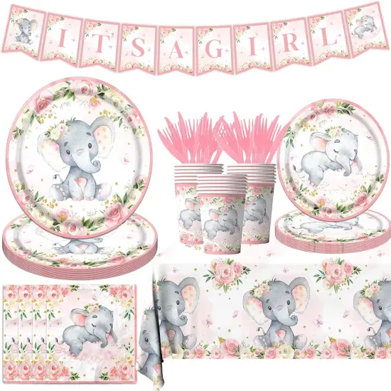 142Pcs Pink Baby Shower Decorations {1}