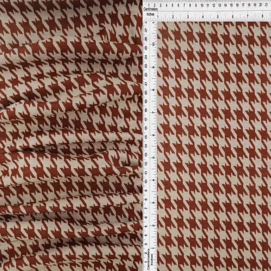 1 Yard Herringbone Jacquard Knit Fabric 260 GSM, 58/60&Prime; Wide Polyester Spandex Blend WHITE/COCO BROWN {5}