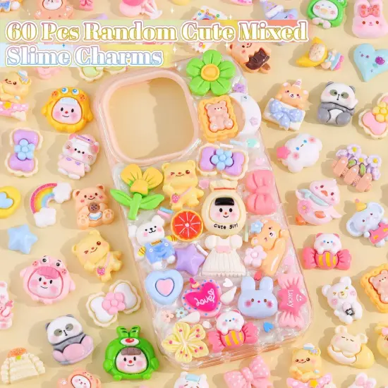 60Pcs Mixed Colors Slime Charms Assorted Cute Decoden Embellishments {3}