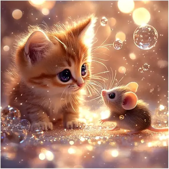 5D Diamond Painting Kits - Cat and Mouse Diamond Art Kit {1}