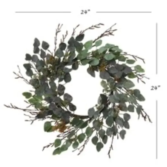 6-Pack 24" Seeded Eucalyptus Wreath - Handcrafted Lifelike Decor for Front Door, Wall, Mantel & Tabletop - Elegant Floral Accent for Home - Floral Home by Artificial Flowers {2}