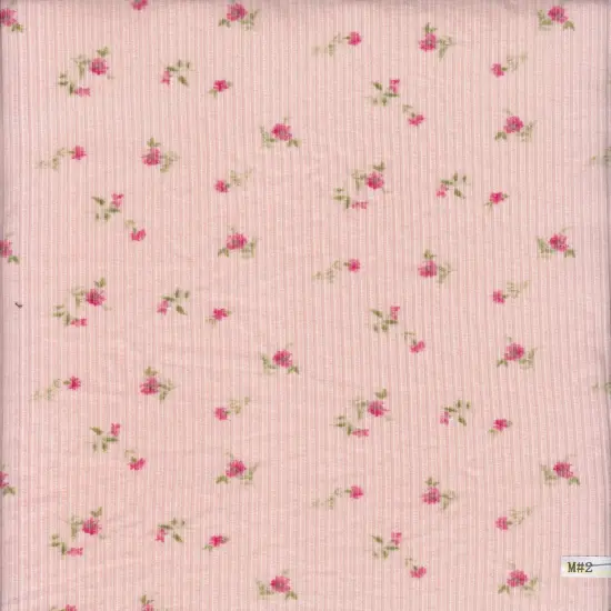 Soft 4&times;2 Yummy Rib Knit Fabric with Ditsy Floral Print, 87% Polyester, 13% Spandex & 58/60&Prime; Wide PEACH {1}