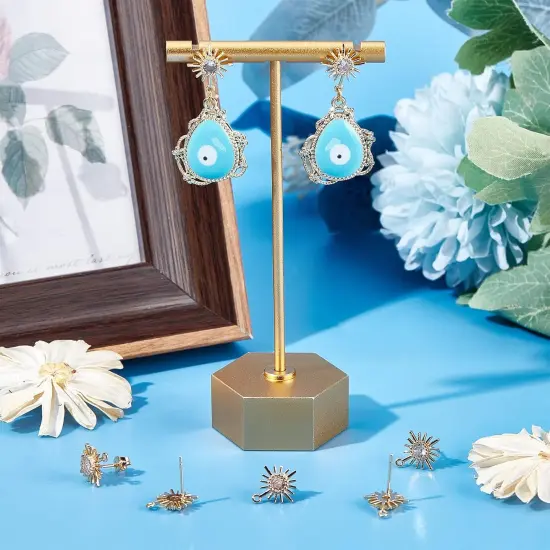 10Pcs/Box 18K Gold Plated Sun Earring Findings {4}