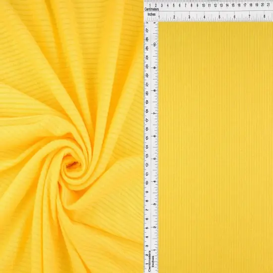 Stretch 4x2 Rib Knit Fabric 1 Yard Solid Color, Poly Rayon Spandex, 52/54&Prime; Width DENIM {6}