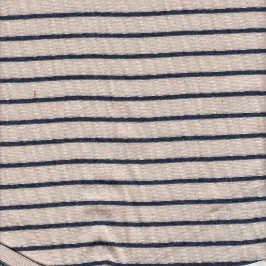 Rayon Spandex Jersey Yarn Dye Stripe Fabric 1 Yard Soft Stretch Lightweight 58/60" Wide OATMEAL/NAVY {1}