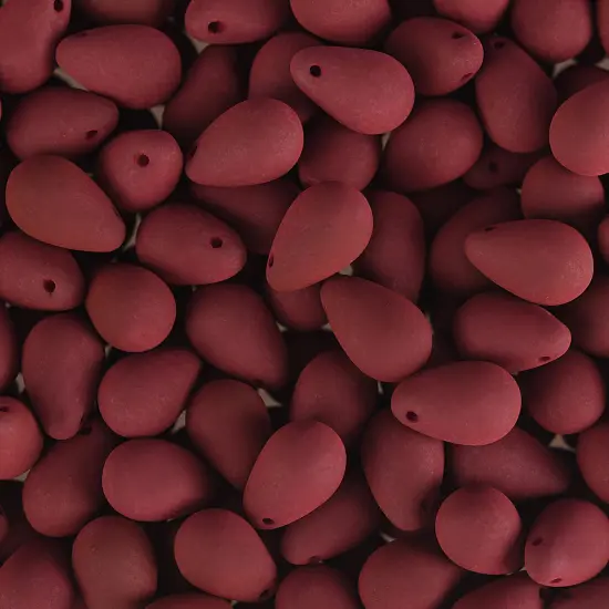 John Bead 114pcs 6x9mm Czech Glass White Alabaster Velvet Drop Bead Strands Maroon Brown {2}