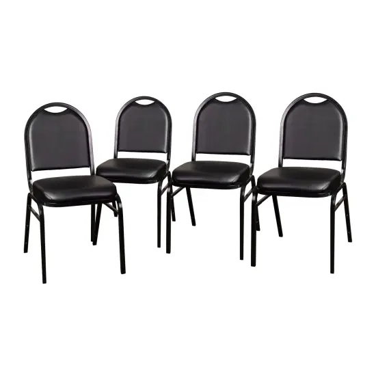Emma and Oliver Dymoke Versatile Dome Back Stacking Banquet Chair BlackVinyl/Black {2}