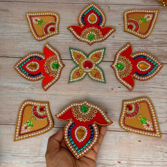 Acrylic Rangoli Set Indian Traditional Handmade Reusable Rangoli Diwali Navratri Christmas Home Decor Floor Table Decoration - Deepawali Wedding Housewarming Gift Pack of 1 (20 Inches) {4}