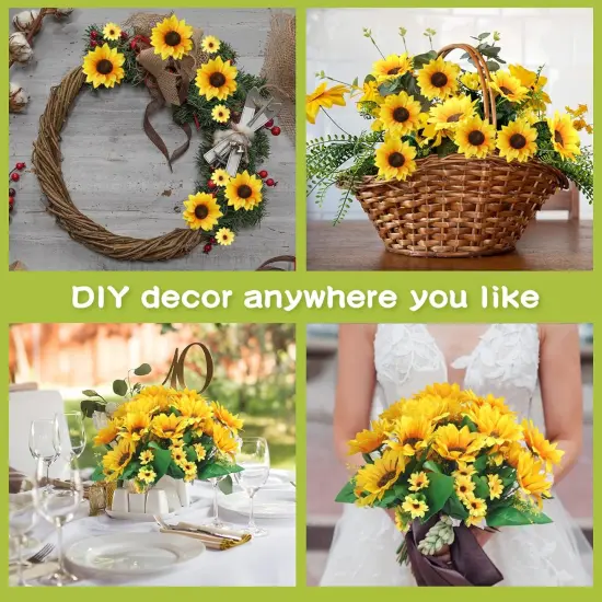 8 Packs Artificial Sunflowers with Stems (Vivid Style) {5}