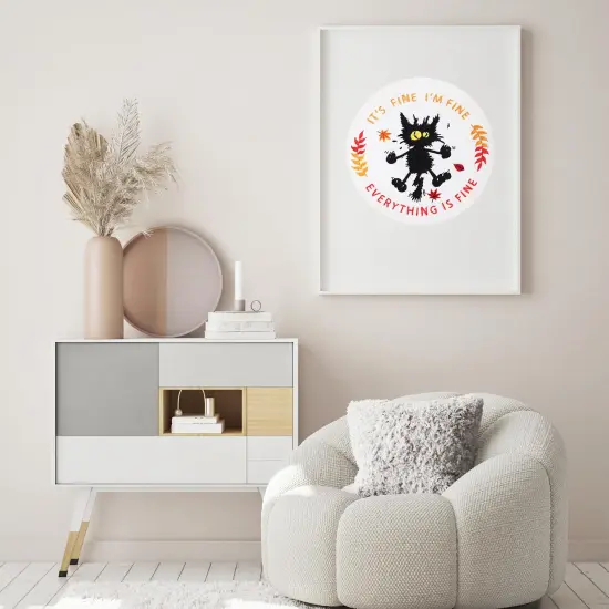 Louise Maelys Cute Cat Embroidery Kits for Beginners with Funny Animal Pattern,Adults Starter Cross Stitch Kit DIY Needlepoint Everything is Fine {2}