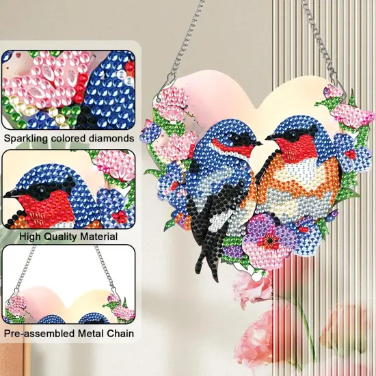 Hanging Pendant Diamond Painting Kits (Two Birds) {4}