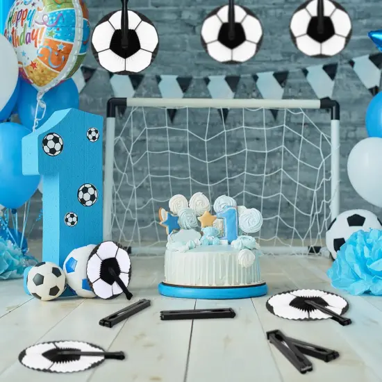 24 Pack Bulk Soccer Themed Paper Hand Fans Soccer Party Favors Decorations Decorative Folding Handheld Fans for Sport Team Gift Ball Birthday Party {3}