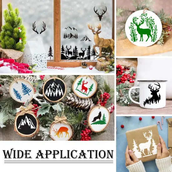 Small Stencils for Painting on Wood Reusable, 3 Inch Reusable Stencil for Craft Ornament Paint Template Stencils for Wall Card Rock Wood Signs Coasters Canvas Home Decor (Animal Deer) {4}