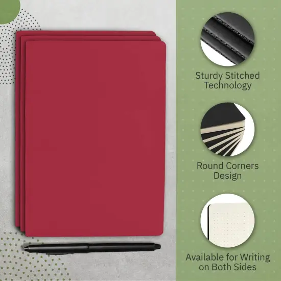 Simply Genius A5 Dotted Notebooks for Work, Travel, Business, College & More - Softcover Journals for Writing - Grid Notebook for Men & Women - Size 8.2" x 5.5" - 92 pages (Wine, 6 pack) Red {4}