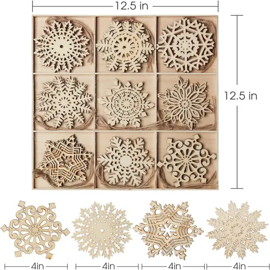 27pcs Wooden Snowflakes Hanging Ornaments {4}
