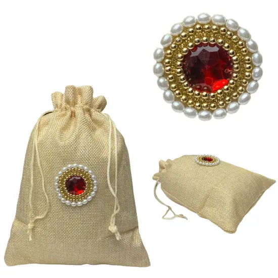 Jute Potli Bags, Eid Gifts Favor, Indian Muslim Punjabi Wedding Favor, Diwali Gift Bag, Return Favor, Gift, Housewarming, Jewelry Organizer {3}