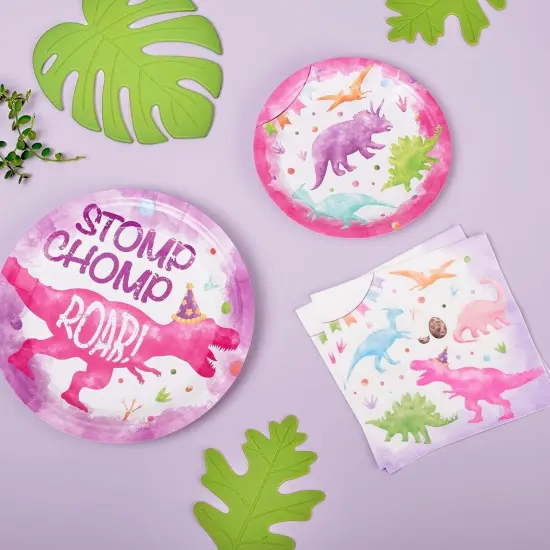 64 PCS Dinosaur Baby Shower Tableware Set {2}