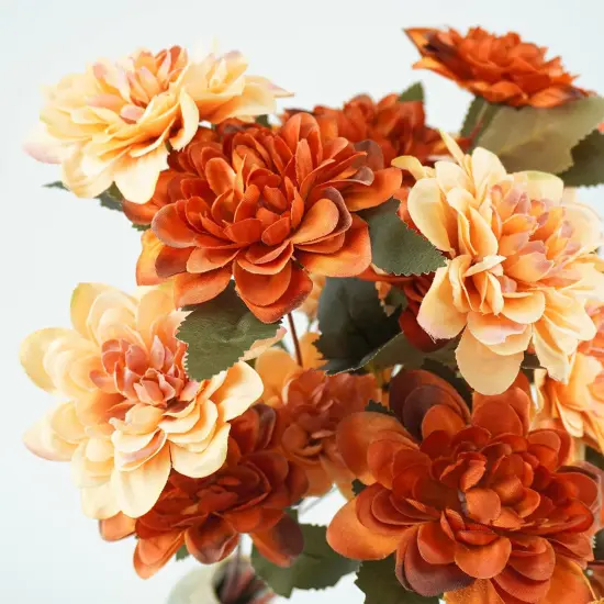 6Pcs Artificial Fall Flowers (Rust+Champagne) {2}