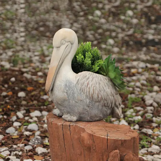 Whimsical Pelican Planter, Gray Finish, Coastal Decor for Home & Garden {5}