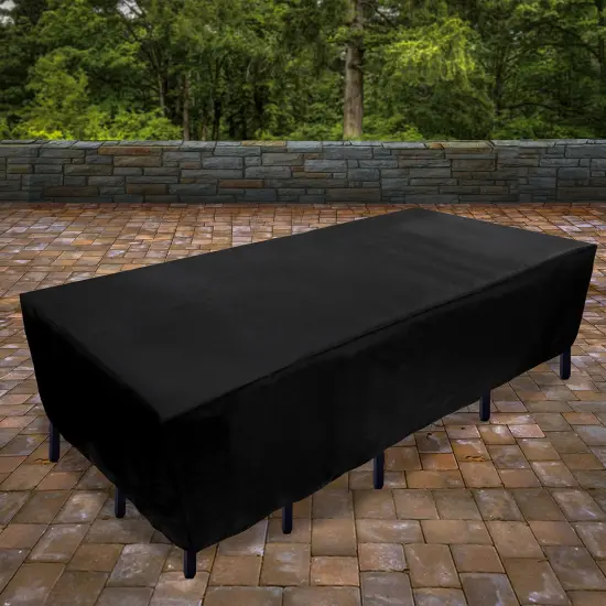 128" Black Patio Furniture Cover- Waterproof with Rope and Metal Buckles {3}