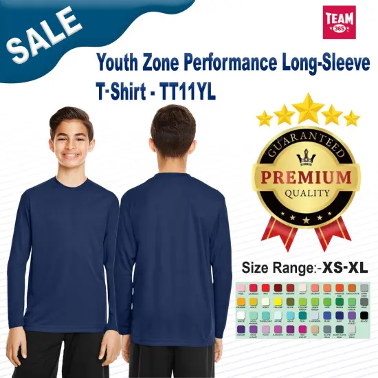 Team 365&reg; Youth Zone Performance Long-Sleeve T-Shirt SPORT DARK NAVY {2}